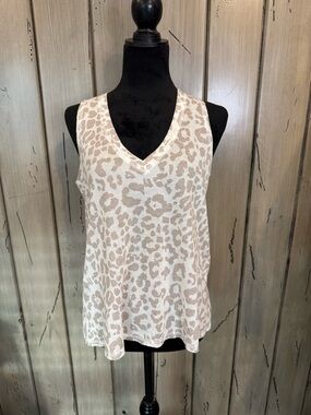 V-Neck Animal Print Sleeveless Tank Top - Cream Taupe